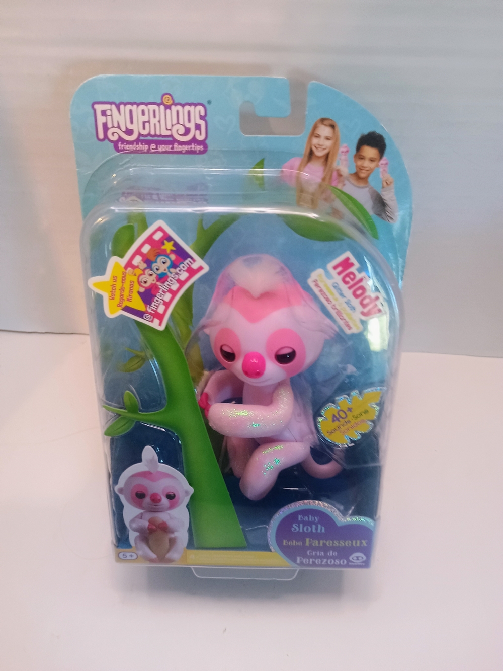 Fingerlings Melody Glitter Baby Sloth Pink New